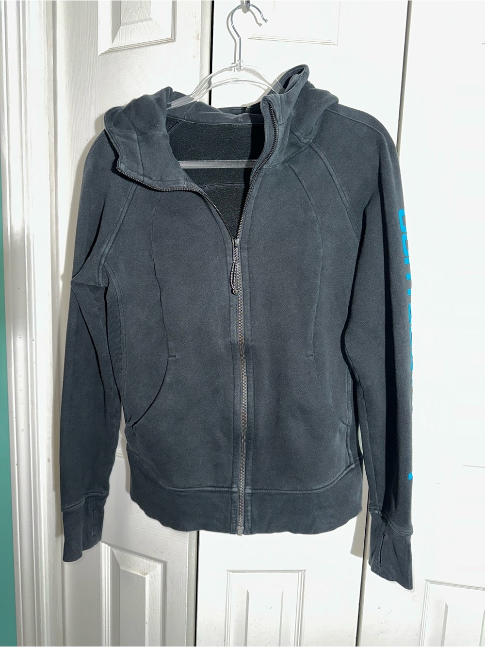 ⁠Lululemon Scuba Full Zip Hoodie Jacket Sz L Black Burn Boot Camp Collab   AA25